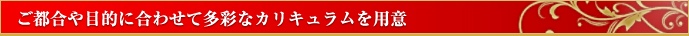 ご都合や目的に合わせて多彩なカリキュラムを用意